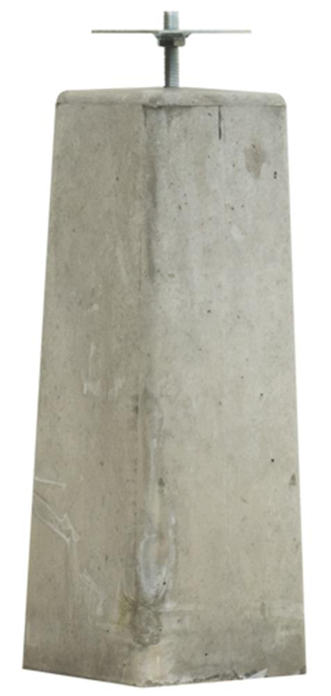 Betonpoer grijs met verzinkte plaat en vastgelaste moer